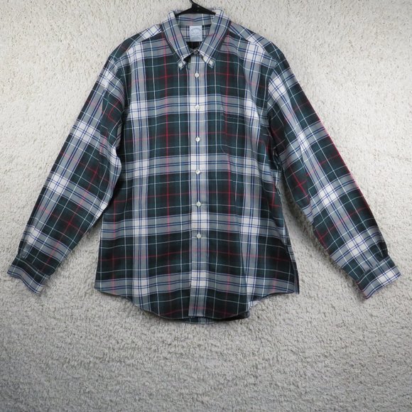 Brooks Brothers* Men's Long Sleeve Button Down Curved Hem Plaid Shirt~ Large‎ - Picture 5 of 12